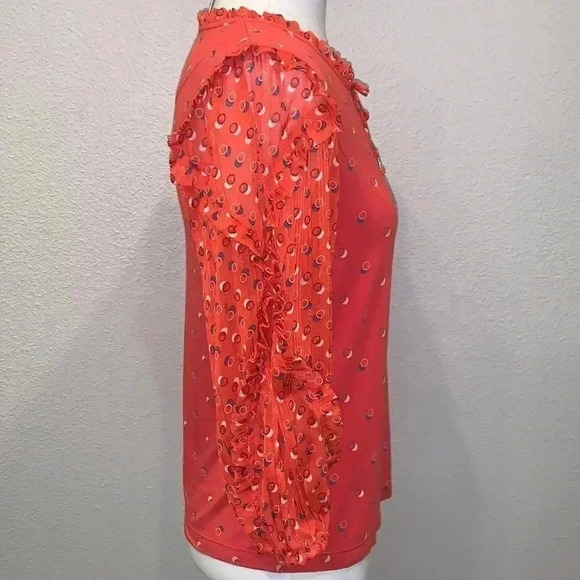 Anthropologie Maeve Ruffle Jacquin Peasant Blouse Top Confetti - Picture 5 of 9